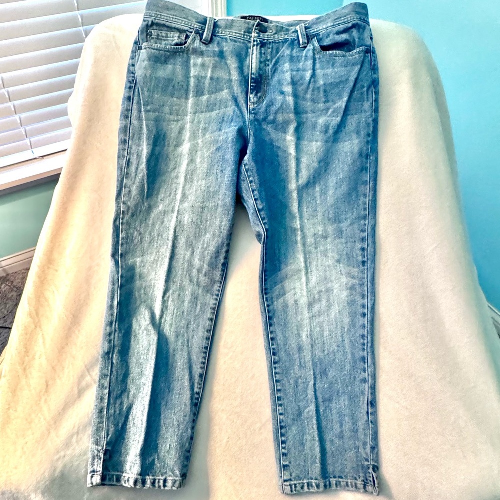 Talbots Petites Straight Leg Cropped Jeans Women's Size 14P Medium Wash EUC